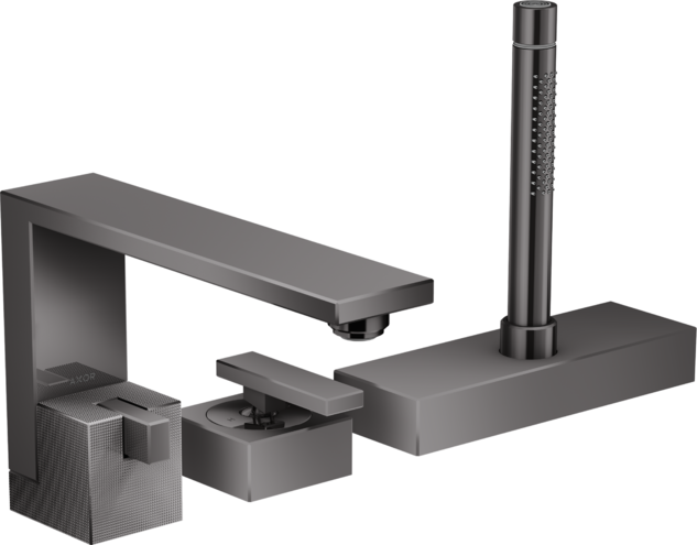 Купить купить смеситель на край ванны axor edge на 3 отверстия с алмазной огранкой, полированный черный, хром арт. 46431330