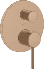 Смеситель для ванны Axor Starck, однорычажный, скрытого монтажа, с круглой рычаговой рукояткой, со встроенной защитной комбинацией EN1717, шлифованное красное золото арт. 10418310