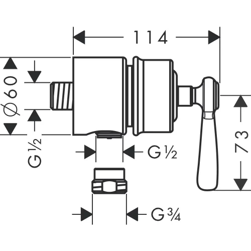 Купить купить шланговое подсоединение axor montreux stop с рычаговой рукояткой, шлифованный никель арт. 16883820