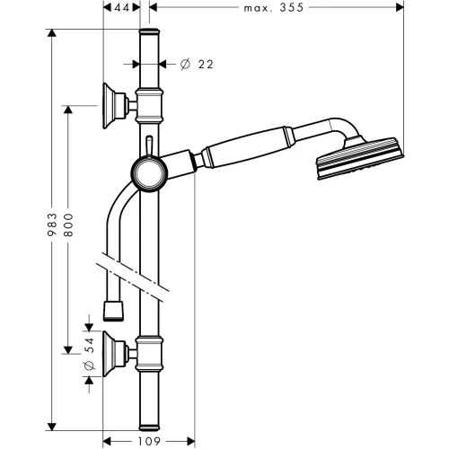 Купить купить душевой набор axor montreux, 0,9 м, с ручным душем, 100, 1 jet, сталь арт. 27982800