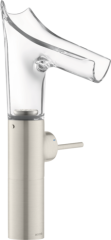 Смеситель для раковины Axor Starck V, однорычажный, 220, со стеклянным изливом, для накладной раковины, сталь арт. 12114800