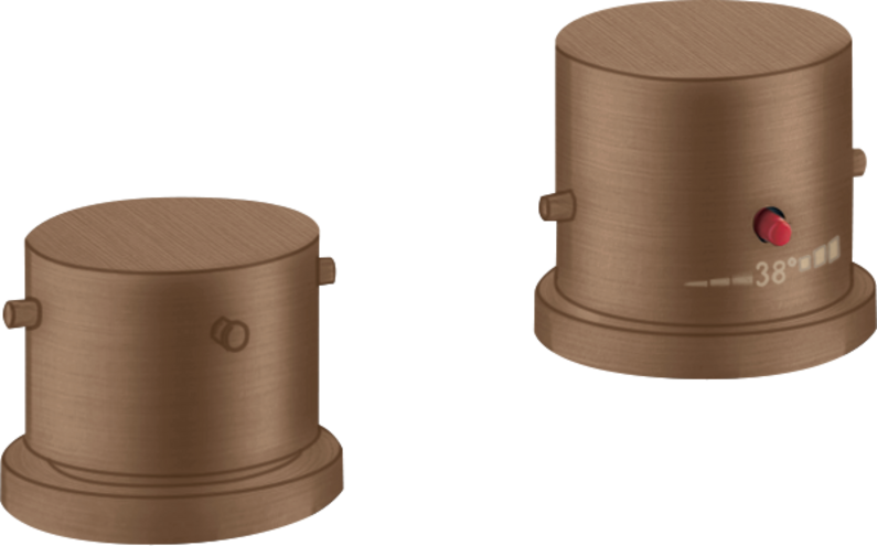 Купить купить термостат на край ванны axor starck, на 2 отверстия, с рукоятками zero, шлифованное красное золото арт. 10480310