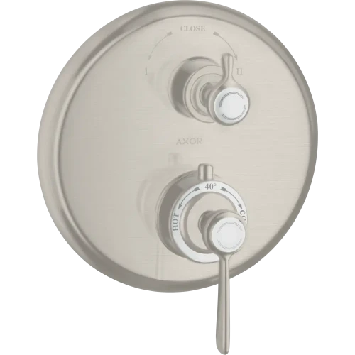 Купить купить термостат axor montreux, с запорным/переключающим вентилем, с рычаговой рукояткой, сталь арт. 16821800