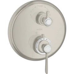 Термостат Axor Montreux, с запорным/переключающим вентилем, с рычаговой рукояткой, сталь арт. 16821800