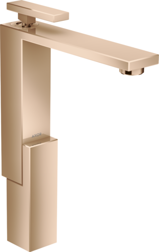 Купить купить смеситель для раковины axor edge 280 со сливным клапаном push-open, полированное красное золото арт. 46030300
