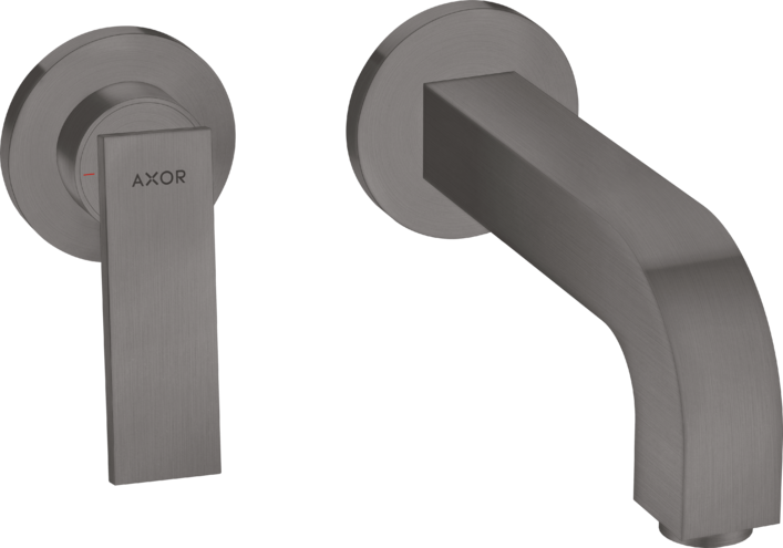 Купить купить смеситель для раковины axor citterio настенный, с рычаговой рукояткой, изливом 220 мм и розетками, матовый черный, хром арт. 39121340