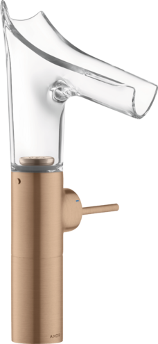 Купить купить смеситель для раковины axor starck v, однорычажный, 220, со стеклянным изливом, для накладной раковины, шлифованное красное золото арт. 12114310