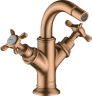 Купить купить смеситель для биде axor montreux, на 2 отверстия , с крестообразными рукоятками, со сливным гарнитуром, шлифованная бронза арт. 16520140