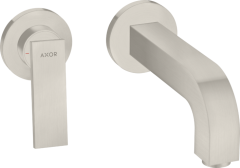 Смеситель для раковины AXOR Citterio настенный, с рычаговой рукояткой, изливом 220 мм и розетками, сталь арт. 39121800