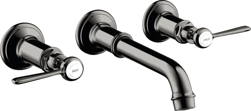 Купить купить смеситель для раковины axor montreux, на 3 отверстия, скрытого монтажа, с изливом 165-225 мм, с рычаговыми рукоятками, полированный черный, хром арт. 16534330