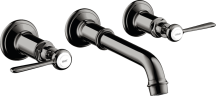 Купить купить смеситель для раковины axor montreux, на 3 отверстия, скрытого монтажа, с изливом 165-225 мм, с рычаговыми рукоятками, полированный черный, хром арт. 16534330