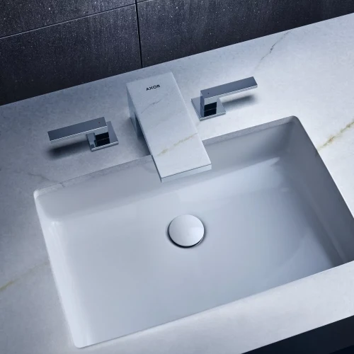 Купить купить смеситель для раковины axor myedition на 3 отверстия 70 со сливным клапаном push-open с алмазной огранкой, хром арт. 47052000