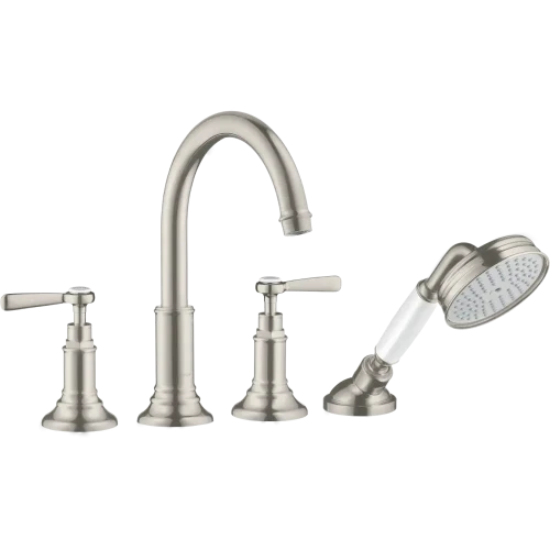 Купить купить смеситель для ванны axor montreux, на 4 отверстия, монтаж на плитку, с рычаговыми рукоятками, сталь арт. 16554800