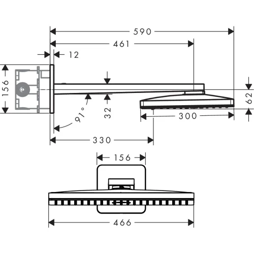 Купить купить верхний душ axor showersolutions 460/300 3jet, с держателем, с розеткой softsquare, хром арт. 35276000