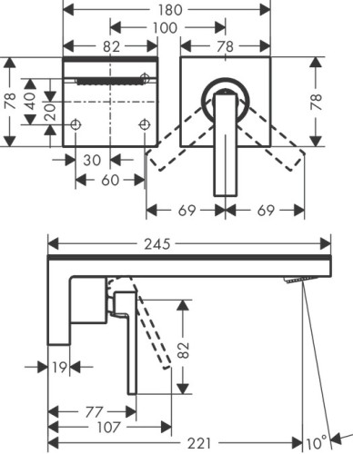 Купить купить смеситель для раковины axor myedition настенный с изливом 221 мм арт. 47060350