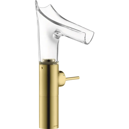 Купить купить смеситель для раковины axor starck v, однорычажный, 220, со стеклянным изливом, для накладной раковины, полированная медь арт. 12114930