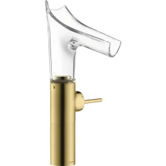 Смеситель для раковины Axor Starck V, однорычажный, 220, со стеклянным изливом, для накладной раковины, полированная медь арт. 12114930