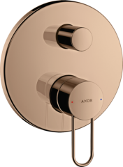 Смеситель для ванны AXOR Uno однорычажный, скрытого монтажа, с рукояткой-петлей, полированное красное золото арт. 38426300