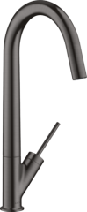 Смеситель для кухни Axor Starck 300, однорычажный, с поворотным изливом, шлифованный черный, хром арт. 10822340