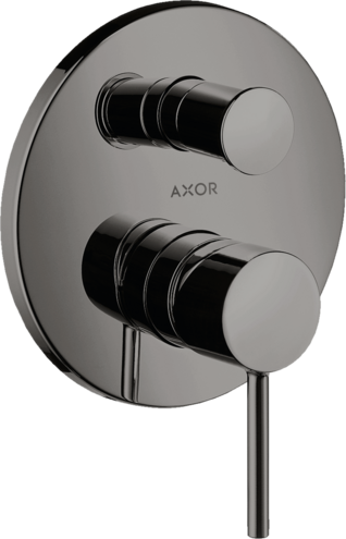 Купить купить смеситель для ванны axor starck, однорычажный, скрытого монтажа, с круглой рычаговой рукояткой, со встроенной защитной комбинацией en1717, полированный черный, хром арт. 10418330