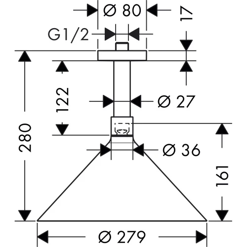 Купить купить верхний душ axor showers/front 240 2jet, с потолочным подсоединением, хром арт. 26022000
