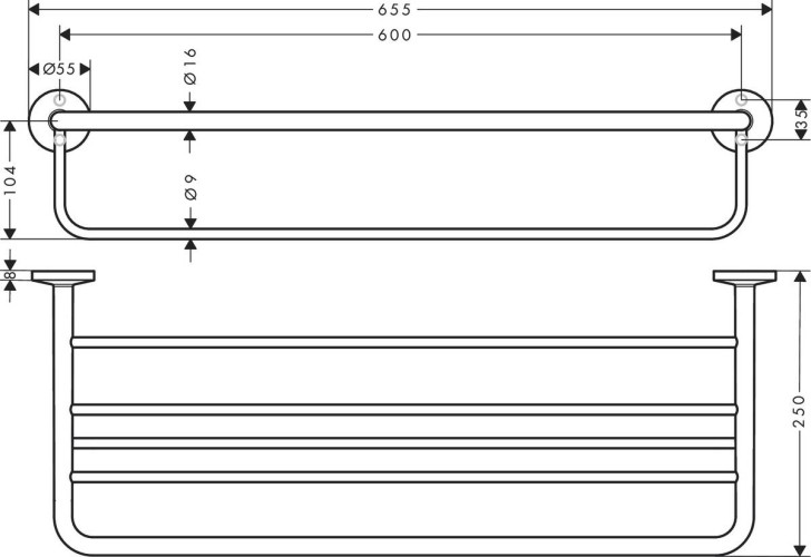 Купить купить вешалка для полотенец axor universal circular, матовый никель арт. 42843820