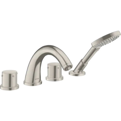 Купить купить смеситель для ванны axor starck, на 4 отверстия, монтаж на плитку, с рукоятками zero, сталь арт. 10451800