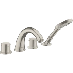 Смеситель для ванны Axor Starck, на 4 отверстия, монтаж на плитку, с рукоятками zero, сталь арт. 10451800