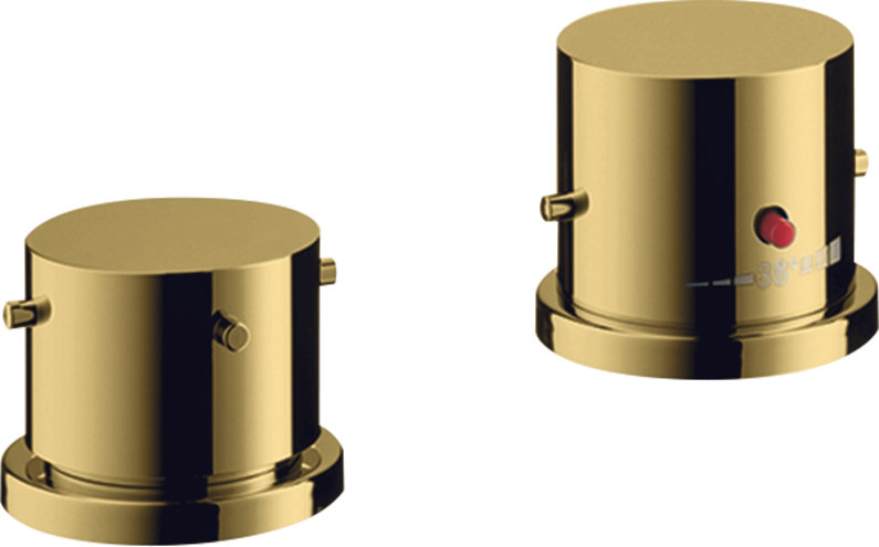 Купить купить термостат на край ванны axor starck, на 2 отверстия, с рукоятками zero, полированное золото арт. 10480990